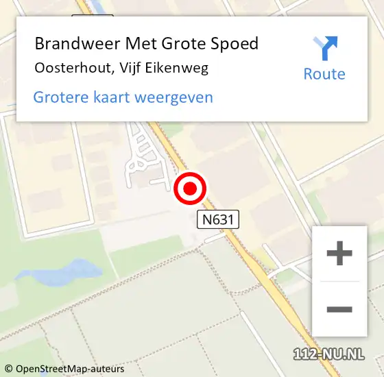 Locatie op kaart van de 112 melding: Brandweer Met Grote Spoed Naar Oosterhout, Vijf Eikenweg op 3 september 2024 18:30