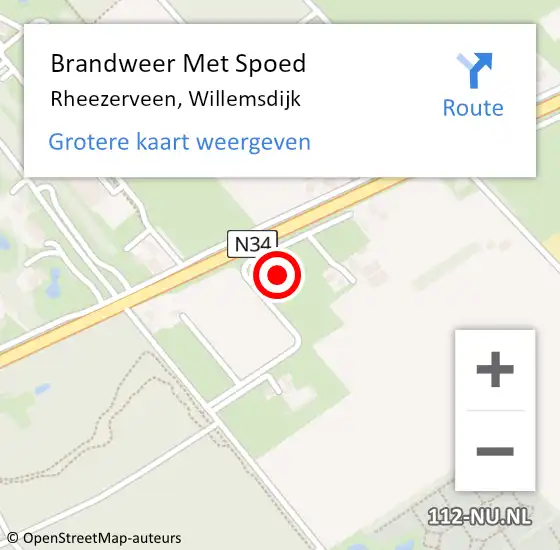 Locatie op kaart van de 112 melding: Brandweer Met Spoed Naar Rheezerveen, Willemsdijk op 3 september 2024 18:40