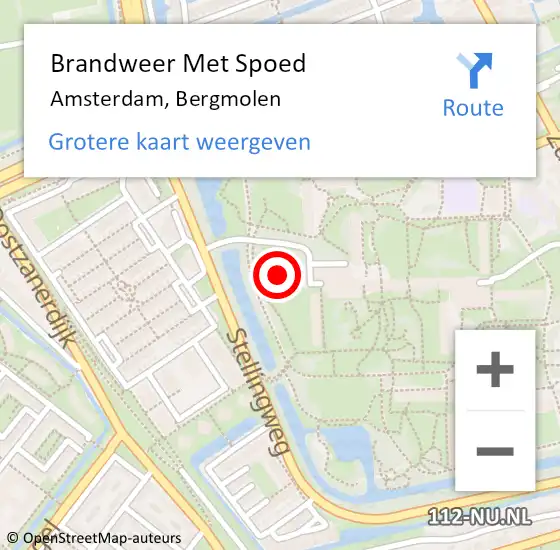 Locatie op kaart van de 112 melding: Brandweer Met Spoed Naar Amsterdam, Bergmolen op 3 september 2024 18:43