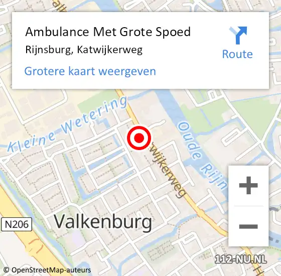 Locatie op kaart van de 112 melding: Ambulance Met Grote Spoed Naar Valkenburg, Katwijkerweg op 3 september 2024 19:01