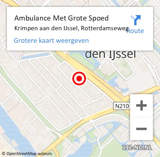 Locatie op kaart van de 112 melding: Ambulance Met Grote Spoed Naar Krimpen aan den IJssel, Rotterdamseweg op 3 september 2024 19:26