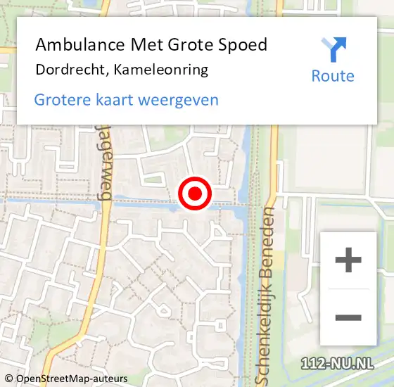 Locatie op kaart van de 112 melding: Ambulance Met Grote Spoed Naar Dordrecht, Kameleonring op 3 september 2024 19:39