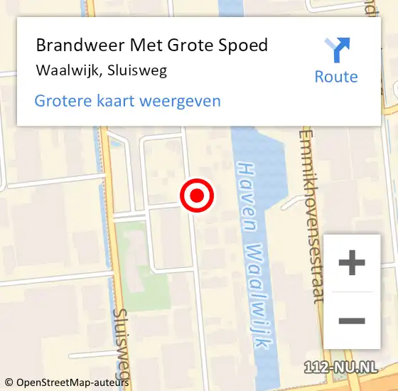 Locatie op kaart van de 112 melding: Brandweer Met Grote Spoed Naar Waalwijk, Sluisweg op 3 september 2024 19:55