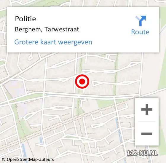 Locatie op kaart van de 112 melding: Politie Berghem, Tarwestraat op 3 september 2024 19:59