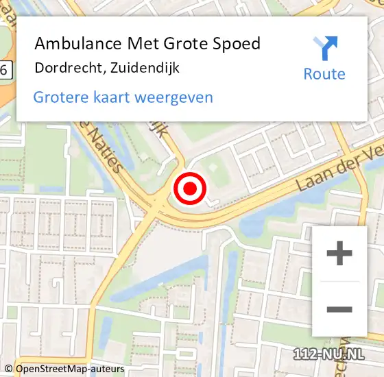 Locatie op kaart van de 112 melding: Ambulance Met Grote Spoed Naar Dordrecht, Zuidendijk op 3 september 2024 20:35