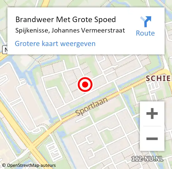 Locatie op kaart van de 112 melding: Brandweer Met Grote Spoed Naar Spijkenisse, Johannes Vermeerstraat op 3 september 2024 20:42