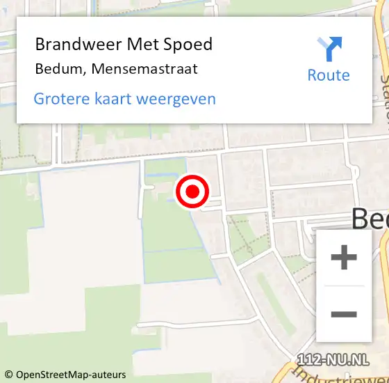 Locatie op kaart van de 112 melding: Brandweer Met Spoed Naar Bedum, Mensemastraat op 3 september 2024 20:46