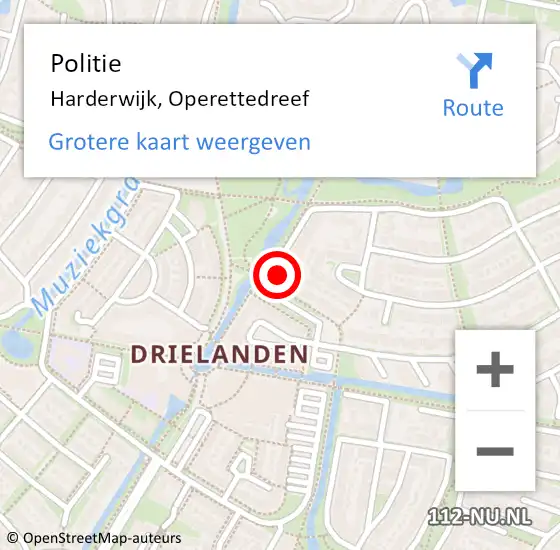 Locatie op kaart van de 112 melding: Politie Harderwijk, Operettedreef op 3 september 2024 20:52