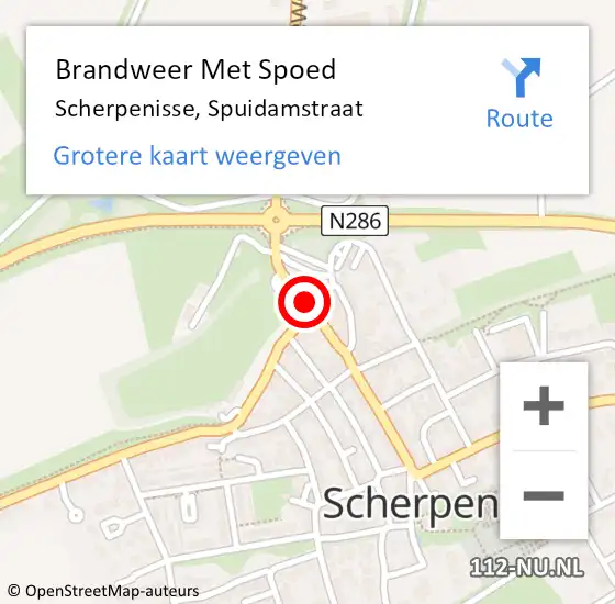 Locatie op kaart van de 112 melding: Brandweer Met Spoed Naar Scherpenisse, Spuidamstraat op 18 oktober 2014 20:50