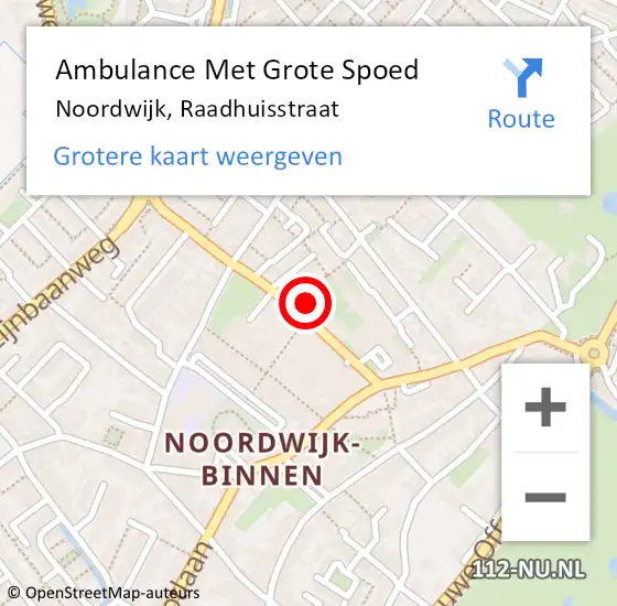 Locatie op kaart van de 112 melding: Ambulance Met Grote Spoed Naar Noordwijk, Raadhuisstraat op 3 september 2024 21:04