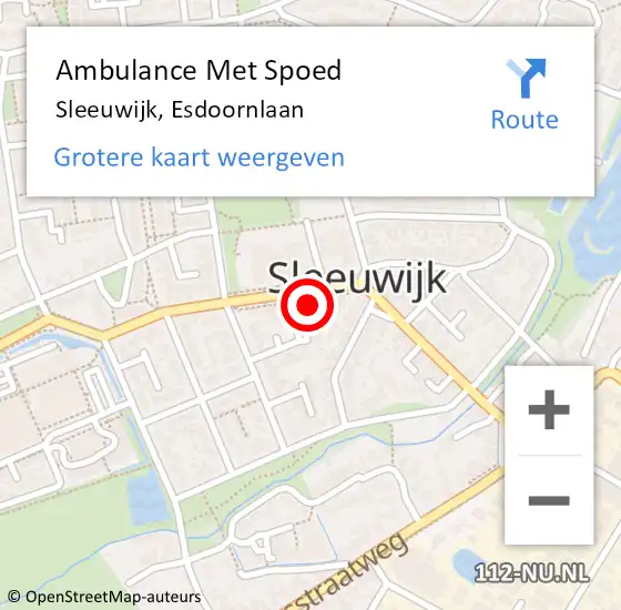 Locatie op kaart van de 112 melding: Ambulance Met Spoed Naar Sleeuwijk, Esdoornlaan op 3 september 2024 21:57