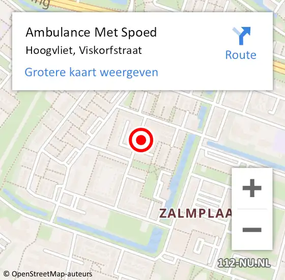 Locatie op kaart van de 112 melding: Ambulance Met Spoed Naar Hoogvliet, Viskorfstraat op 3 september 2024 22:02