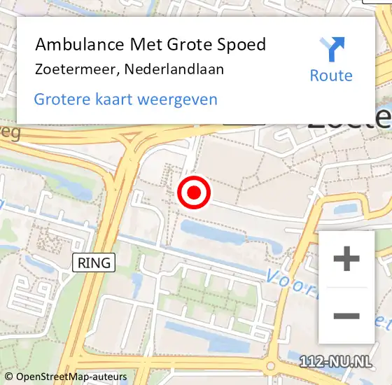 Locatie op kaart van de 112 melding: Ambulance Met Grote Spoed Naar Zoetermeer, Nederlandlaan op 3 september 2024 22:05