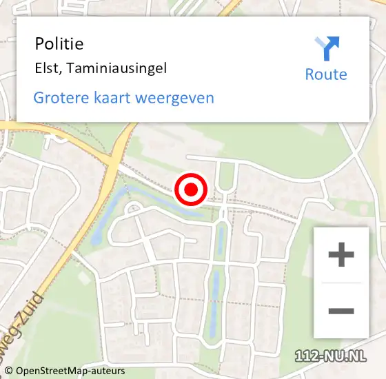 Locatie op kaart van de 112 melding: Politie Elst, Taminiausingel op 3 september 2024 22:12