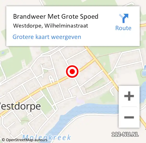 Locatie op kaart van de 112 melding: Brandweer Met Grote Spoed Naar Westdorpe, Wilhelminastraat op 3 september 2024 22:58