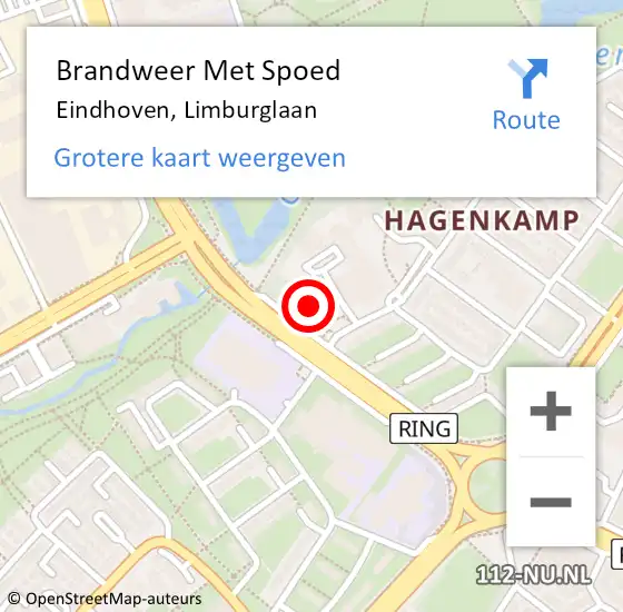 Locatie op kaart van de 112 melding: Brandweer Met Spoed Naar Eindhoven, Limburglaan op 3 september 2024 23:23