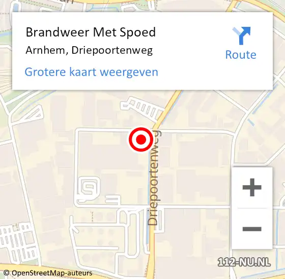 Locatie op kaart van de 112 melding: Brandweer Met Spoed Naar Arnhem, Driepoortenweg op 4 september 2024 00:19