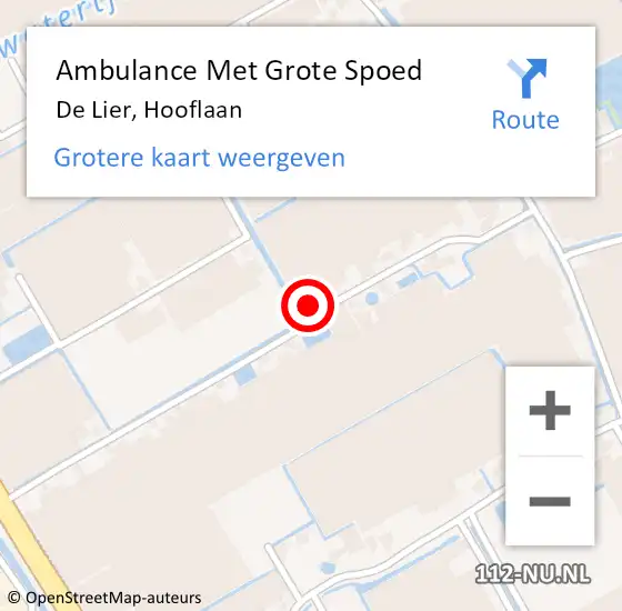 Locatie op kaart van de 112 melding: Ambulance Met Grote Spoed Naar De Lier, Hooflaan op 4 september 2024 00:21