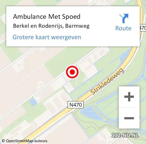 Locatie op kaart van de 112 melding: Ambulance Met Spoed Naar Berkel en Rodenrijs, Barmweg op 4 september 2024 00:40