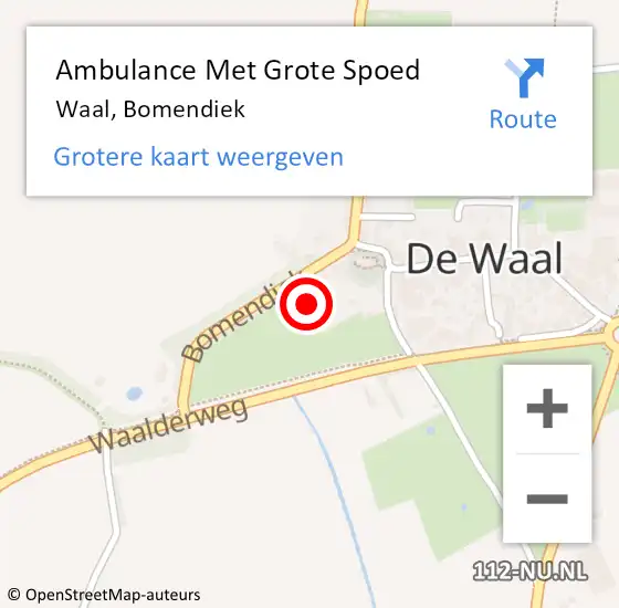 Locatie op kaart van de 112 melding: Ambulance Met Grote Spoed Naar Waal, Bomendiek op 4 september 2024 00:44