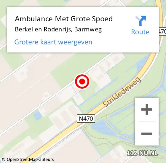 Locatie op kaart van de 112 melding: Ambulance Met Grote Spoed Naar Berkel en Rodenrijs, Barmweg op 4 september 2024 00:45