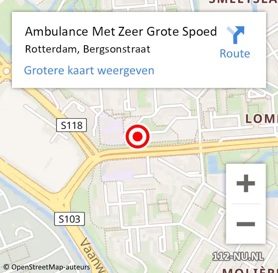 Locatie op kaart van de 112 melding: Ambulance Met Zeer Grote Spoed Naar Rotterdam, Bergsonstraat op 4 september 2024 01:13