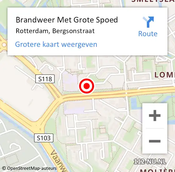 Locatie op kaart van de 112 melding: Brandweer Met Grote Spoed Naar Rotterdam, Bergsonstraat op 4 september 2024 01:13