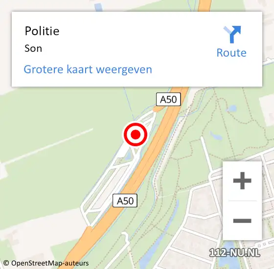 Locatie op kaart van de 112 melding: Politie Son op 4 september 2024 01:14