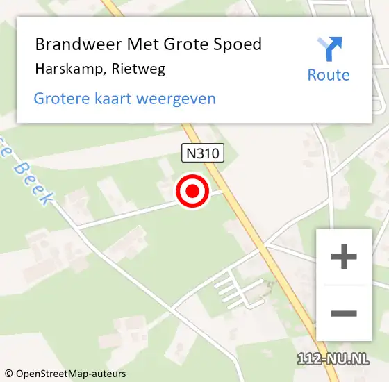 Locatie op kaart van de 112 melding: Brandweer Met Grote Spoed Naar Harskamp, Rietweg op 4 september 2024 01:25