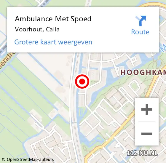 Locatie op kaart van de 112 melding: Ambulance Met Spoed Naar Voorhout, Calla op 4 september 2024 01:33