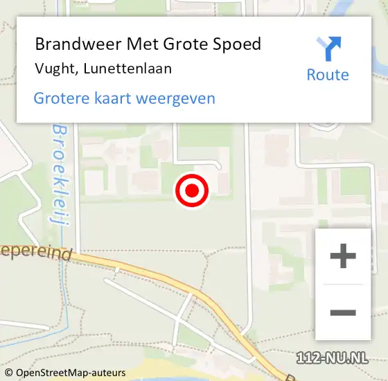 Locatie op kaart van de 112 melding: Brandweer Met Grote Spoed Naar Vught, Lunettenlaan op 4 september 2024 01:37