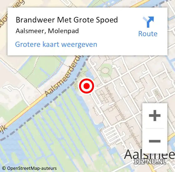 Locatie op kaart van de 112 melding: Brandweer Met Grote Spoed Naar Aalsmeer, Molenpad op 4 september 2024 01:57