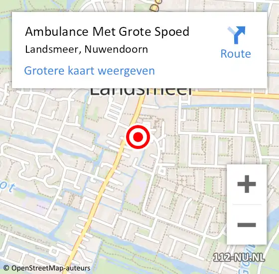 Locatie op kaart van de 112 melding: Ambulance Met Grote Spoed Naar Landsmeer, Nuwendoorn op 4 september 2024 02:43