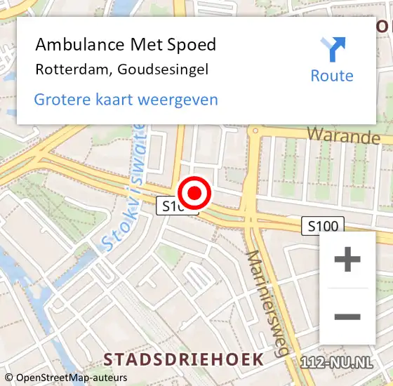 Locatie op kaart van de 112 melding: Ambulance Met Spoed Naar Rotterdam, Goudsesingel op 4 september 2024 02:54