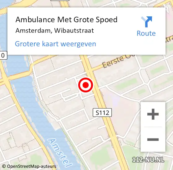 Locatie op kaart van de 112 melding: Ambulance Met Grote Spoed Naar Amsterdam, Wibautstraat op 4 september 2024 02:57