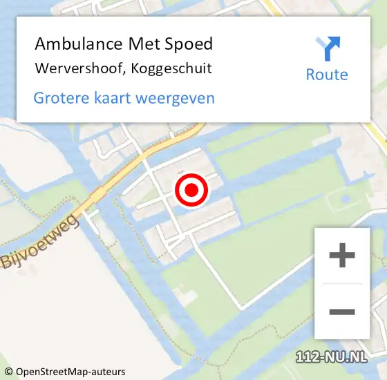 Locatie op kaart van de 112 melding: Ambulance Met Spoed Naar Wervershoof, Koggeschuit op 4 september 2024 03:04