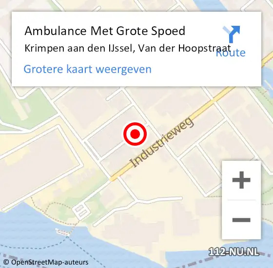 Locatie op kaart van de 112 melding: Ambulance Met Grote Spoed Naar Krimpen aan den IJssel, Van der Hoopstraat op 4 september 2024 03:43