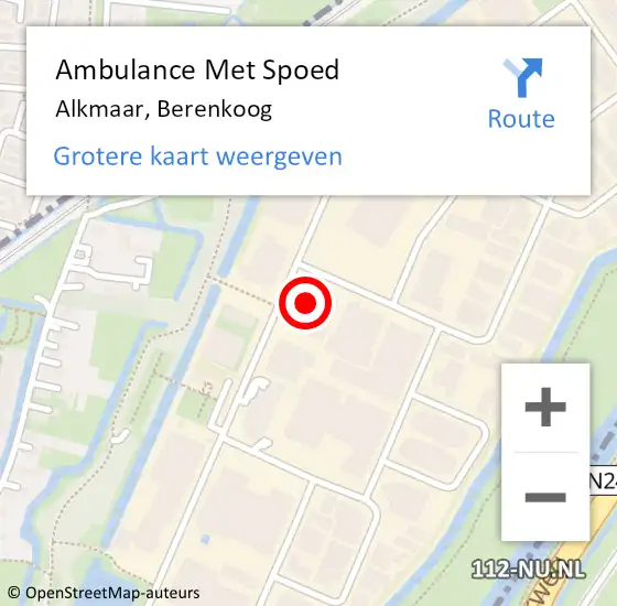 Locatie op kaart van de 112 melding: Ambulance Met Spoed Naar Alkmaar, Berenkoog op 4 september 2024 04:13