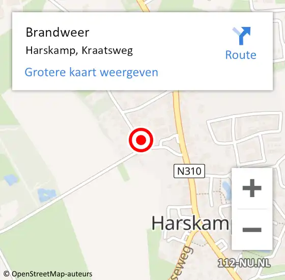 Locatie op kaart van de 112 melding: Brandweer Harskamp, Kraatsweg op 4 september 2024 04:21