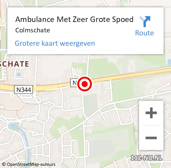 Locatie op kaart van de 112 melding: Ambulance Met Zeer Grote Spoed Naar Colmschate op 4 september 2024 05:06