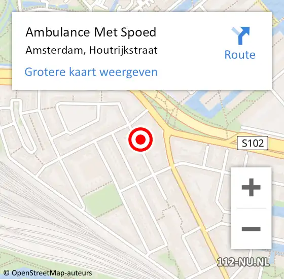 Locatie op kaart van de 112 melding: Ambulance Met Spoed Naar Amsterdam, Houtrijkstraat op 4 september 2024 05:45