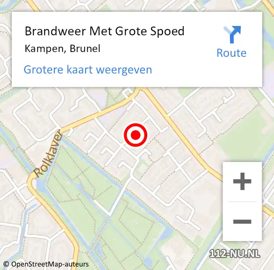 Locatie op kaart van de 112 melding: Brandweer Met Grote Spoed Naar Kampen, Brunel op 4 september 2024 06:26