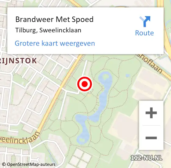 Locatie op kaart van de 112 melding: Brandweer Met Spoed Naar Tilburg, Sweelincklaan op 4 september 2024 06:29