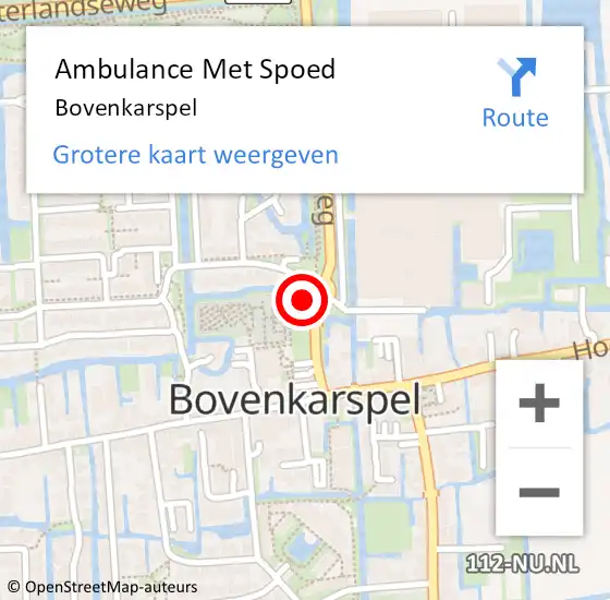 Locatie op kaart van de 112 melding: Ambulance Met Spoed Naar Bovenkarspel op 4 september 2024 06:31