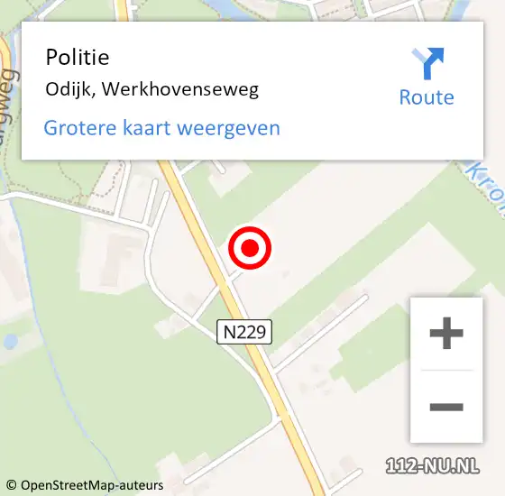 Locatie op kaart van de 112 melding: Politie Odijk, Werkhovenseweg op 4 september 2024 06:38