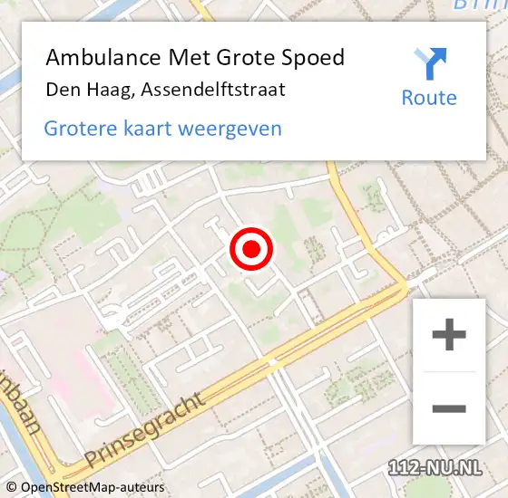 Locatie op kaart van de 112 melding: Ambulance Met Grote Spoed Naar Den Haag, Assendelftstraat op 4 september 2024 06:46