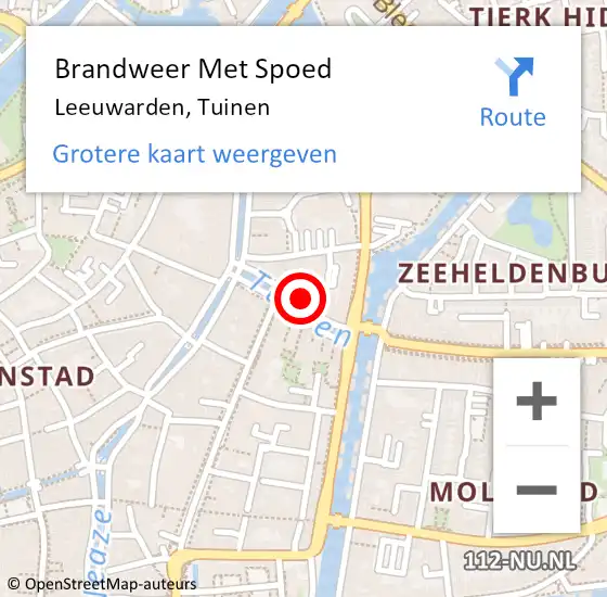 Locatie op kaart van de 112 melding: Brandweer Met Spoed Naar Leeuwarden, Tuinen op 4 september 2024 07:44