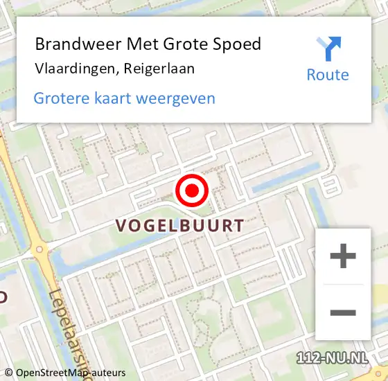 Locatie op kaart van de 112 melding: Brandweer Met Grote Spoed Naar Vlaardingen, Reigerlaan op 4 september 2024 07:47