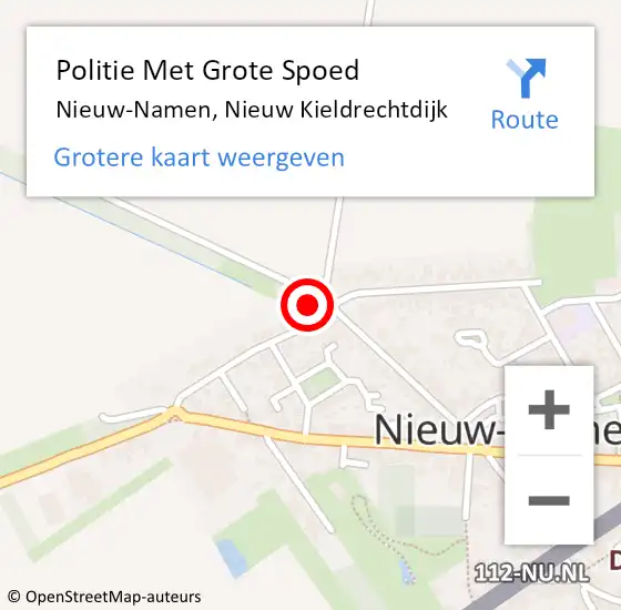 Locatie op kaart van de 112 melding: Politie Met Grote Spoed Naar Nieuw-Namen, Nieuw Kieldrechtdijk op 4 september 2024 08:08