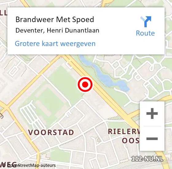 Locatie op kaart van de 112 melding: Brandweer Met Spoed Naar Deventer, Henri Dunantlaan op 4 september 2024 08:15